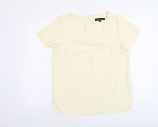 Marks and Spencer Womens Ivory Polyester Basic Blouse Size 12 Round Neck