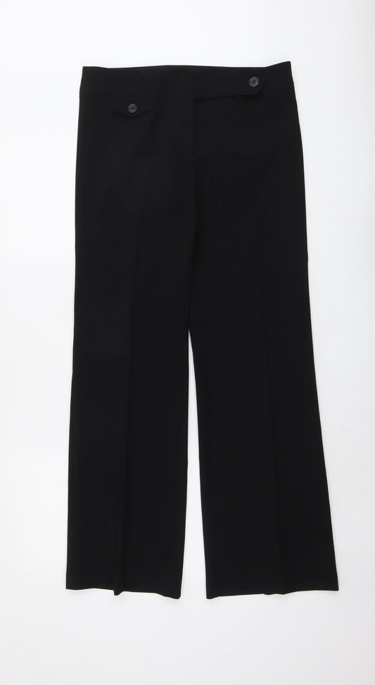 New Look Womens Black Polyester Trousers Size 10 L32 in Regular Button
