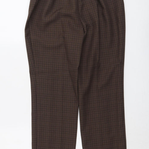 Marks and Spencer Womens Brown Geometric Polyester Chino Trousers Size 10 L26 in Regular