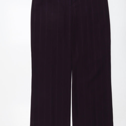 M&Co Womens Purple Polyester Trousers Size 12 L30 in Regular Button