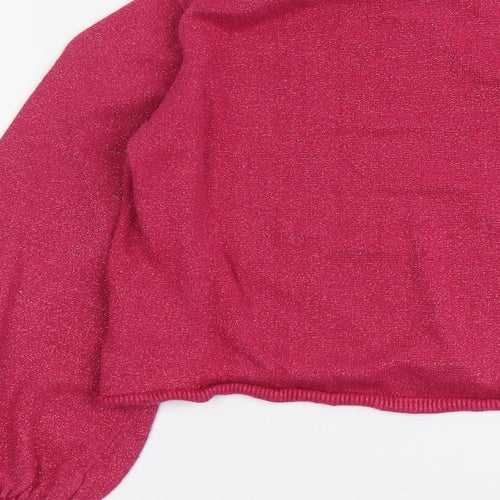 H&M Girls Pink Boat Neck Cotton Pullover Jumper Size 8-9 Years Pullover