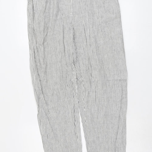 New Look Womens Grey Striped Viscose Trousers Size 12 L27 in Regular