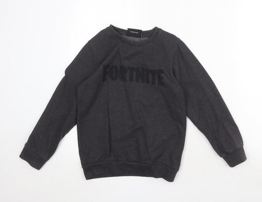Fortnite Boys Grey Cotton Pullover Sweatshirt Size 8 Years Pullover