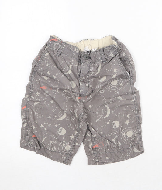 Gap Boys Grey Geometric 100% Cotton Chino Shorts Size 8 Years Regular Zip - Space Pattern