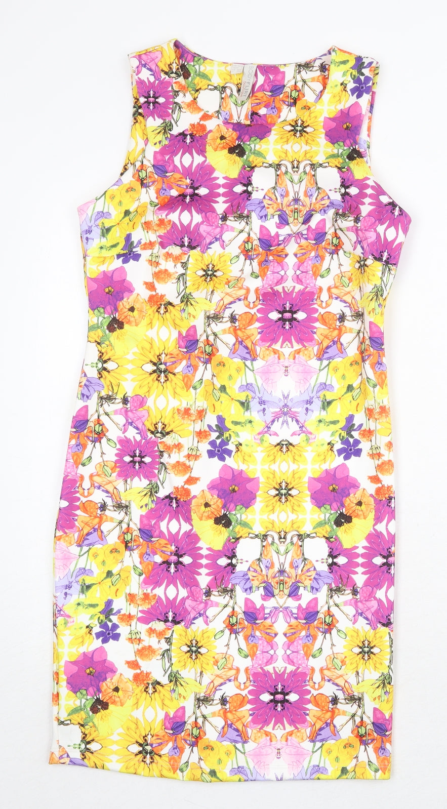 Body Flirt Womens Multicoloured Floral Polyester Pencil Dress Size S Boat Neck Pullover