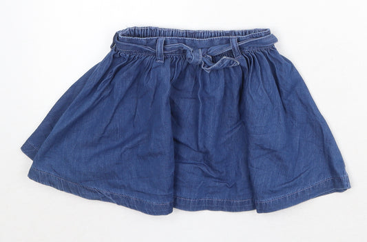 NEXT Girls Blue 100% Cotton Skater Skirt Size 2-3 Years Regular Pull On