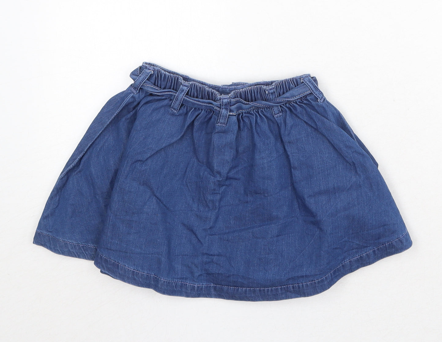 NEXT Girls Blue 100% Cotton Skater Skirt Size 2-3 Years Regular Pull On