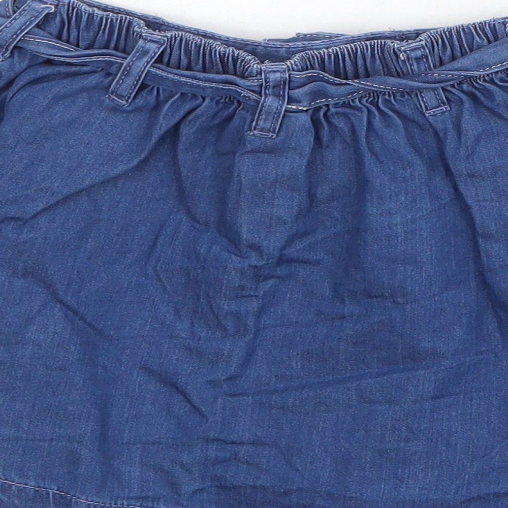 NEXT Girls Blue 100% Cotton Skater Skirt Size 2-3 Years Regular Pull On