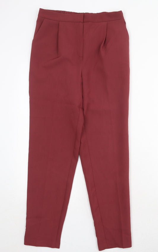 New Look Womens Red Polyester Chino Trousers Size 8 Regular Zip