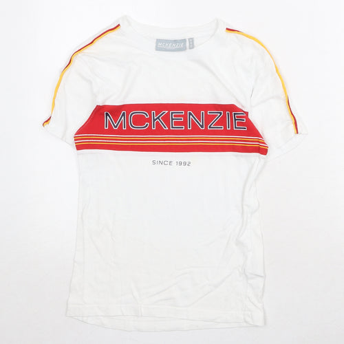 McKenzie Boys White 100% Cotton Pullover T-Shirt Size 8-9 Years Round Neck Pullover