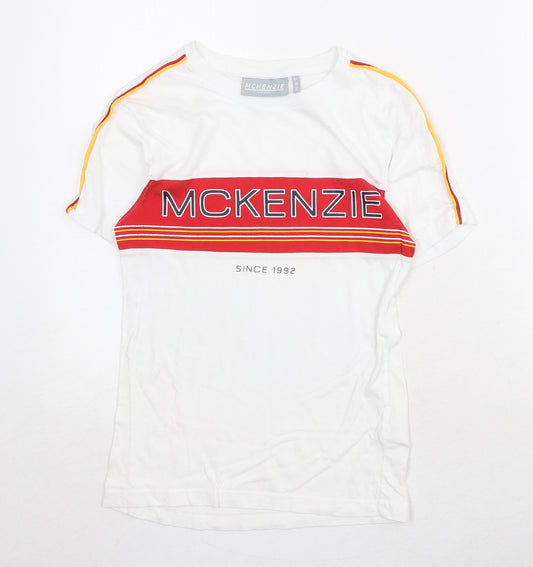 McKenzie Boys White 100% Cotton Pullover T-Shirt Size 8-9 Years Round Neck Pullover