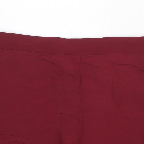 H&M Womens Red Viscose Basic Shorts Size 14 Regular Pull On