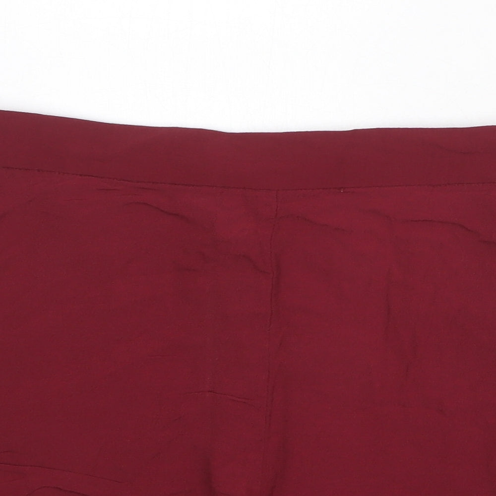 H&M Womens Red Viscose Basic Shorts Size 14 Regular Pull On
