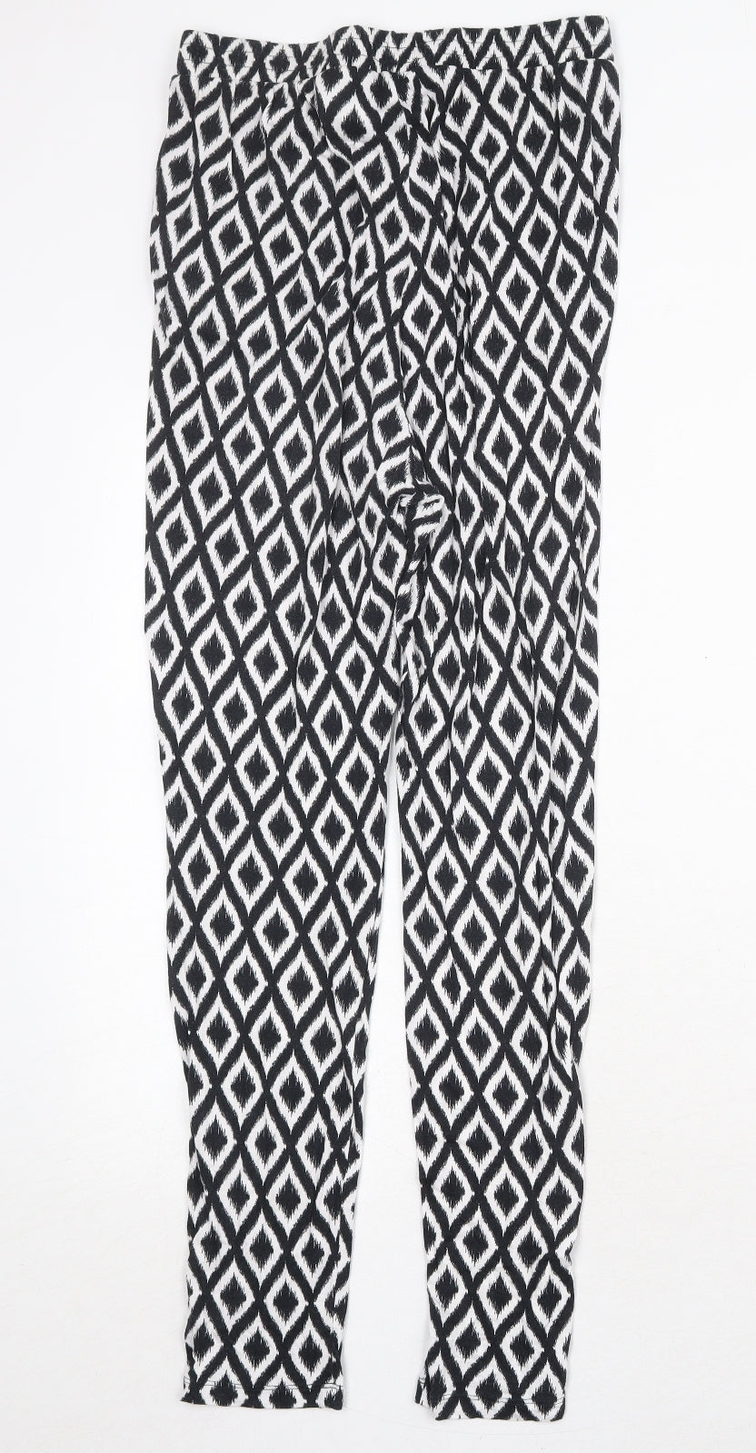 H&M Womens Black Geometric Viscose Harem Trousers Size S Regular