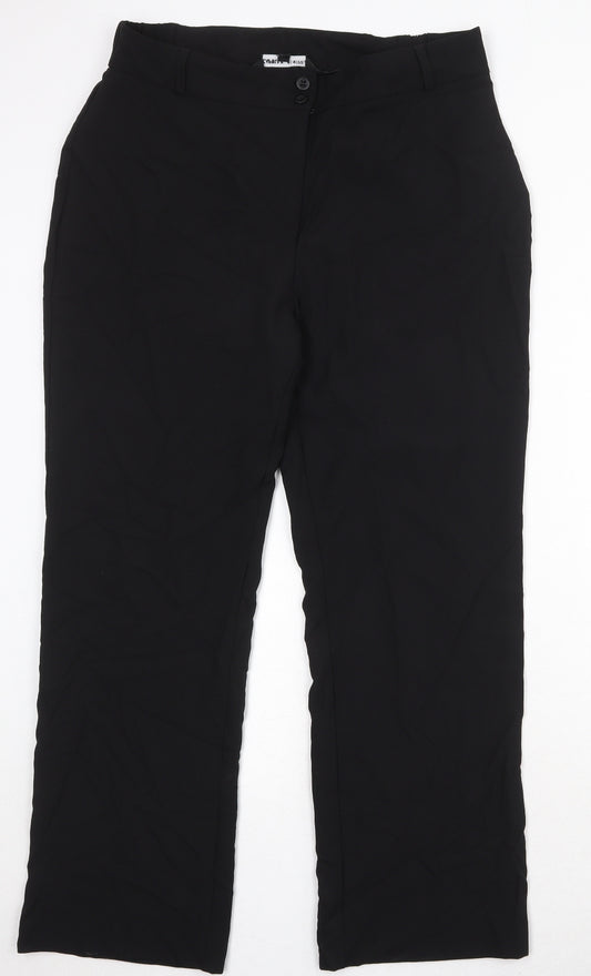 Capsule Womens Black Polyester Trousers Size 16 Regular Zip