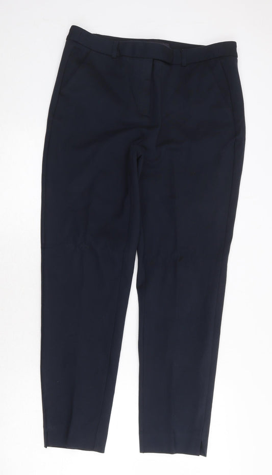 Marks and Spencer Womens Blue Viscose Trousers Size 14 Regular Zip