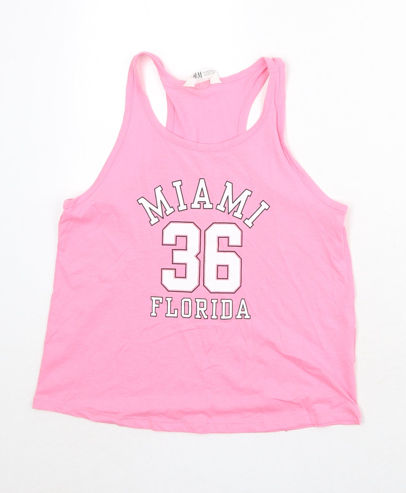 H&M Girls Pink Cotton Pullover Tank Size 12-13 Years Scoop Neck Pullover - Miami Florida