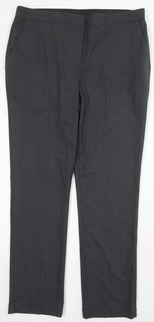 Marks and Spencer Mens Grey Polyester Chino Trousers Size 34 in Regular Zip