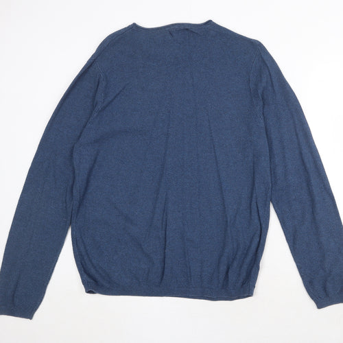 Red Herring Mens Blue Round Neck Cotton Pullover Jumper Size 2XL Long Sleeve