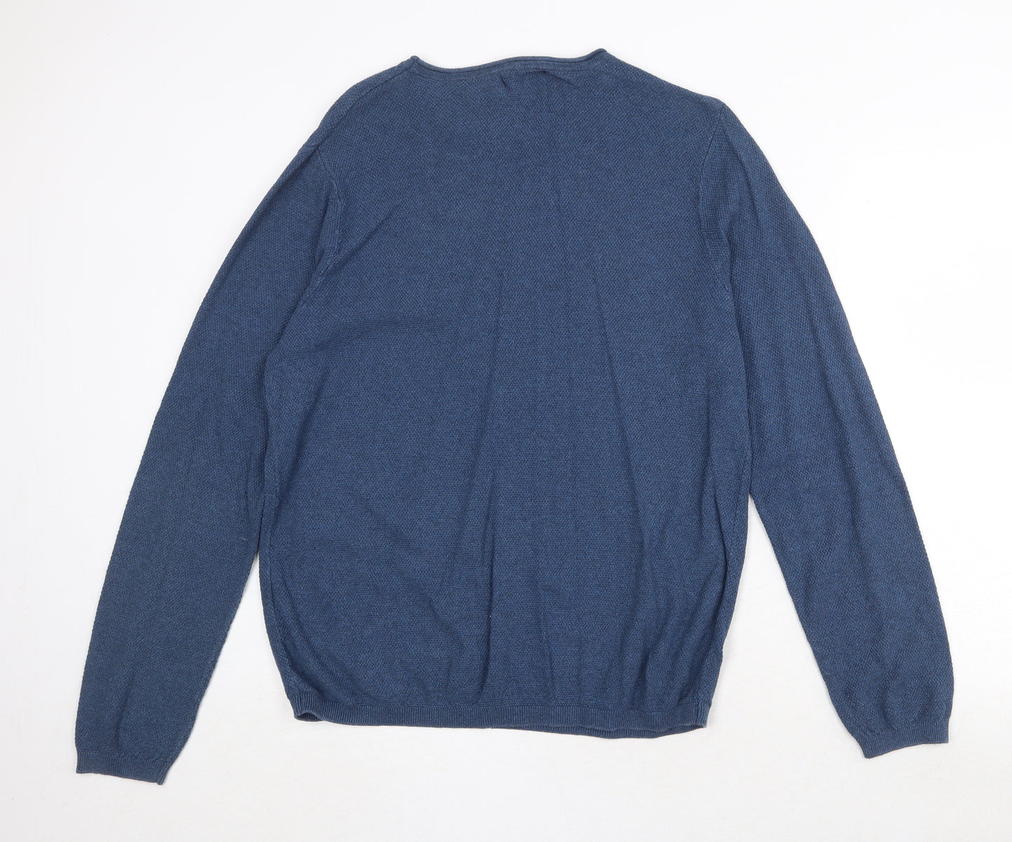Red Herring Mens Blue Round Neck Cotton Pullover Jumper Size 2XL Long Sleeve