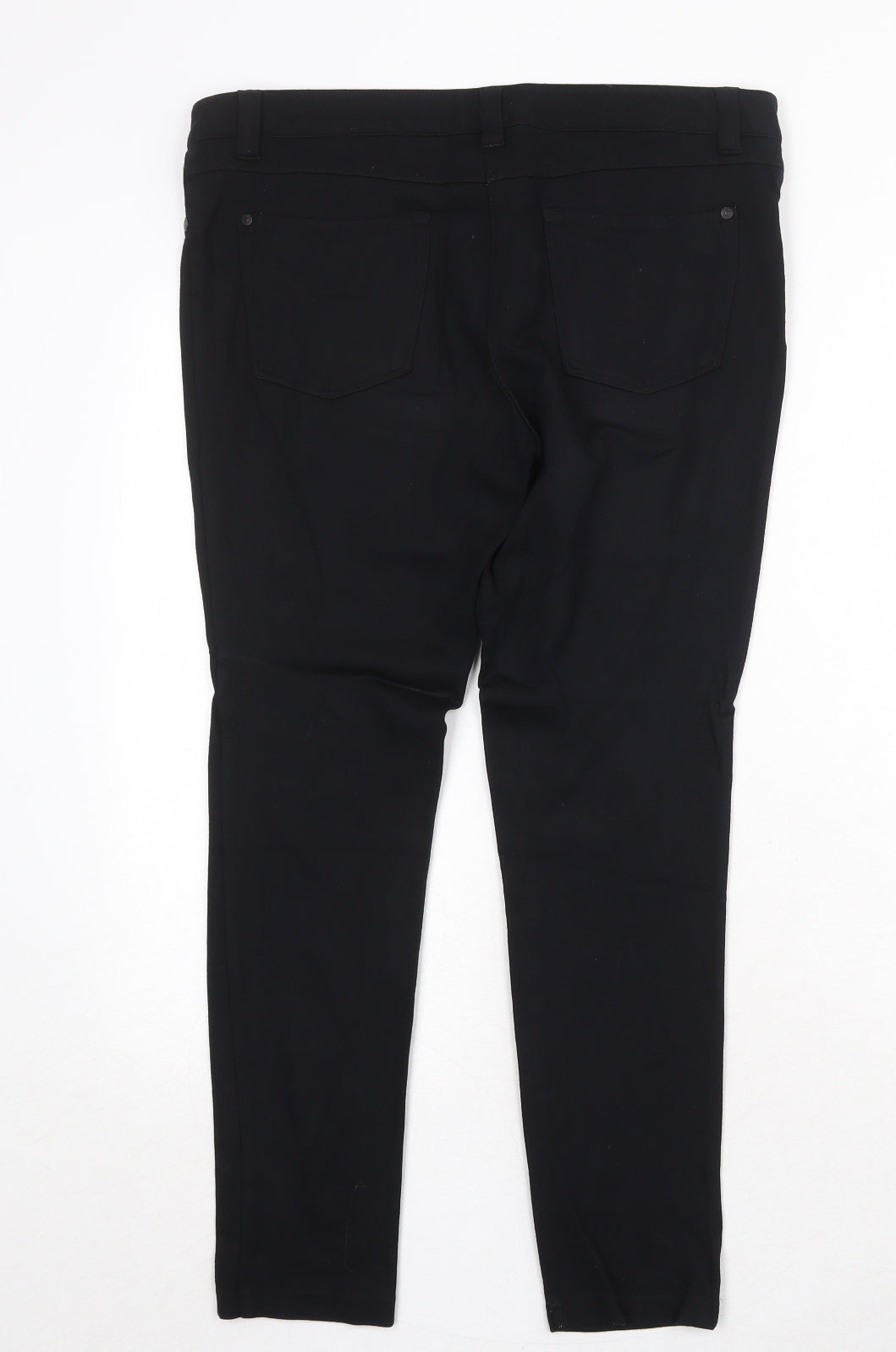 NEXT Womens Black Viscose Trousers Size 12 Regular Zip