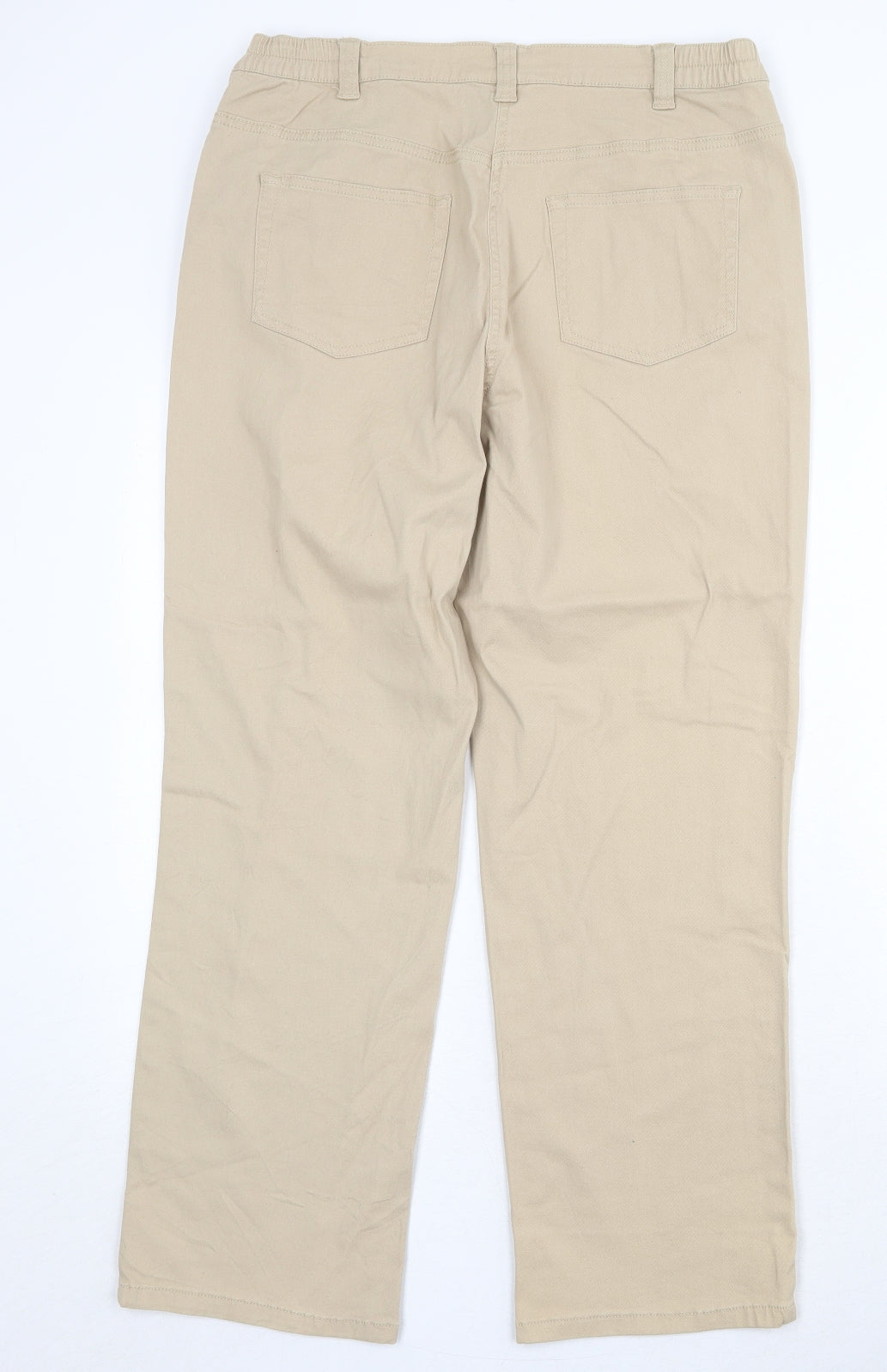 Damart Womens Beige Cotton Trousers Size 16 Regular Zip