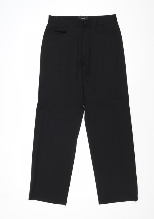 NEXT Mens Black Polyester Trousers Size 30 in Regular Zip