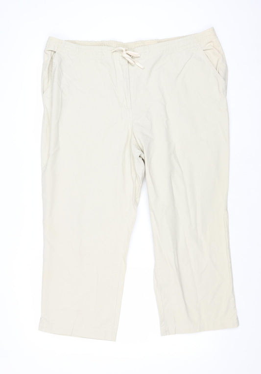 JDV Womens Beige Cotton Trousers Size 18 Regular Zip
