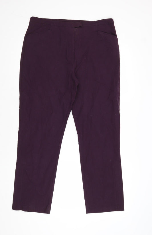 Debenhams Womens Purple Viscose Trousers Size 16 Regular Zip