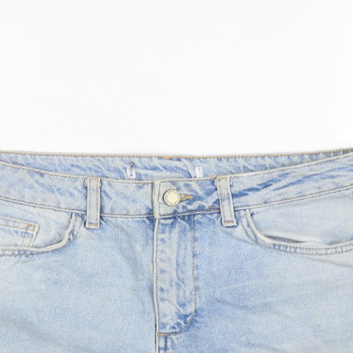 Zara Womens Blue Cotton Cut-Off Shorts Size 10 Regular