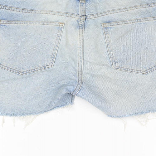 Zara Womens Blue Cotton Cut-Off Shorts Size 10 Regular