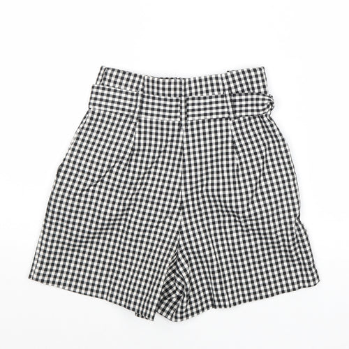 Miss Selfridge Womens Black Geometric Polyester Sailor Shorts Size 4 Regular Zip