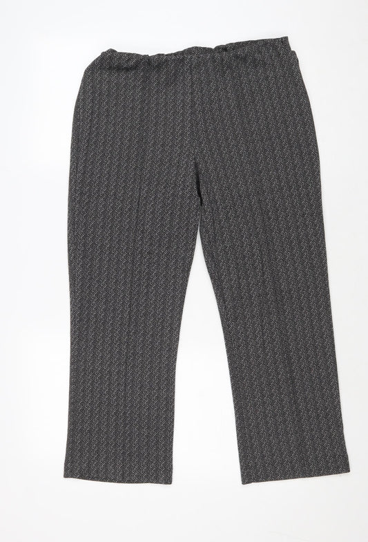 Bonmarché Womens Grey Geometric Polyester Trousers Size 12 Regular