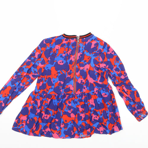 Very Girls Multicoloured Geometric Viscose Pullover Blouse Size 9 Years Round Neck Zip - Peplum