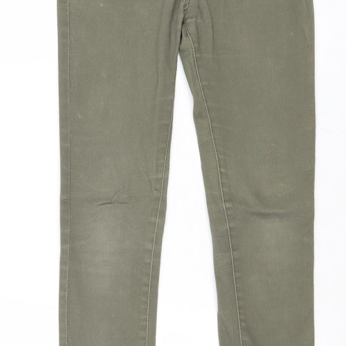 M&Co Girls Green Cotton Skinny Jeans Size 9 Years Regular Zip