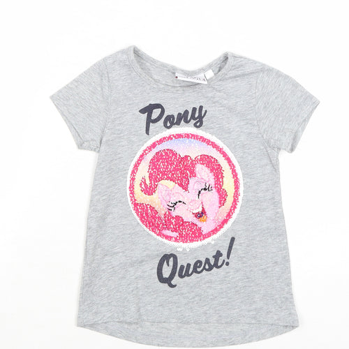 My Little Pony Girls Grey Polyester Pullover T-Shirt Size 3-4 Years Boat Neck Pullover - Pony