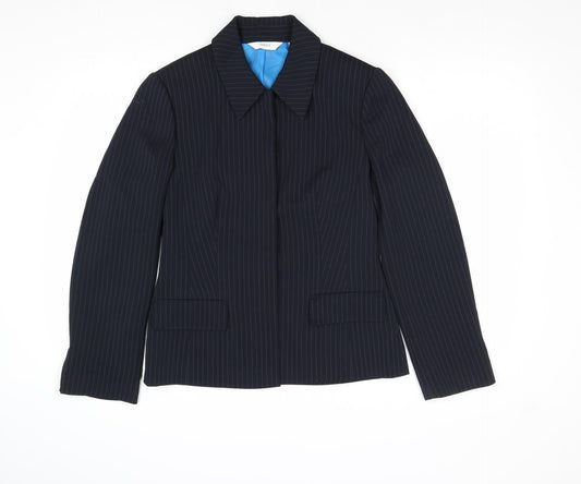 NEXT Womens Blue Striped Polyester Jacket Suit Jacket Size 10