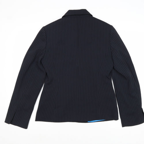 NEXT Womens Blue Striped Polyester Jacket Suit Jacket Size 10