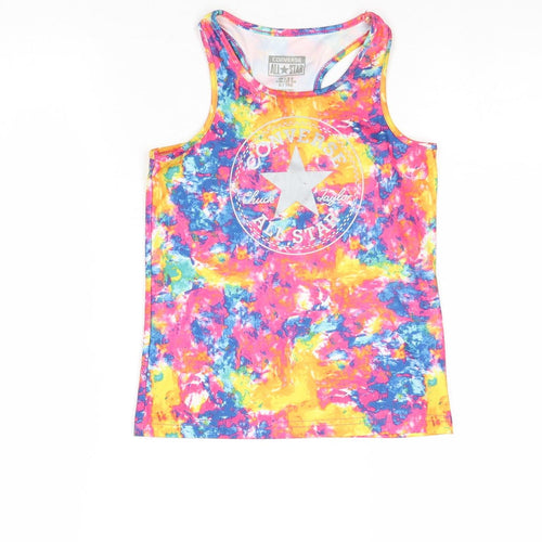 Converse Girls Multicoloured Geometric Polyester Pullover Tank Size 6-7 Years Boat Neck Pullover