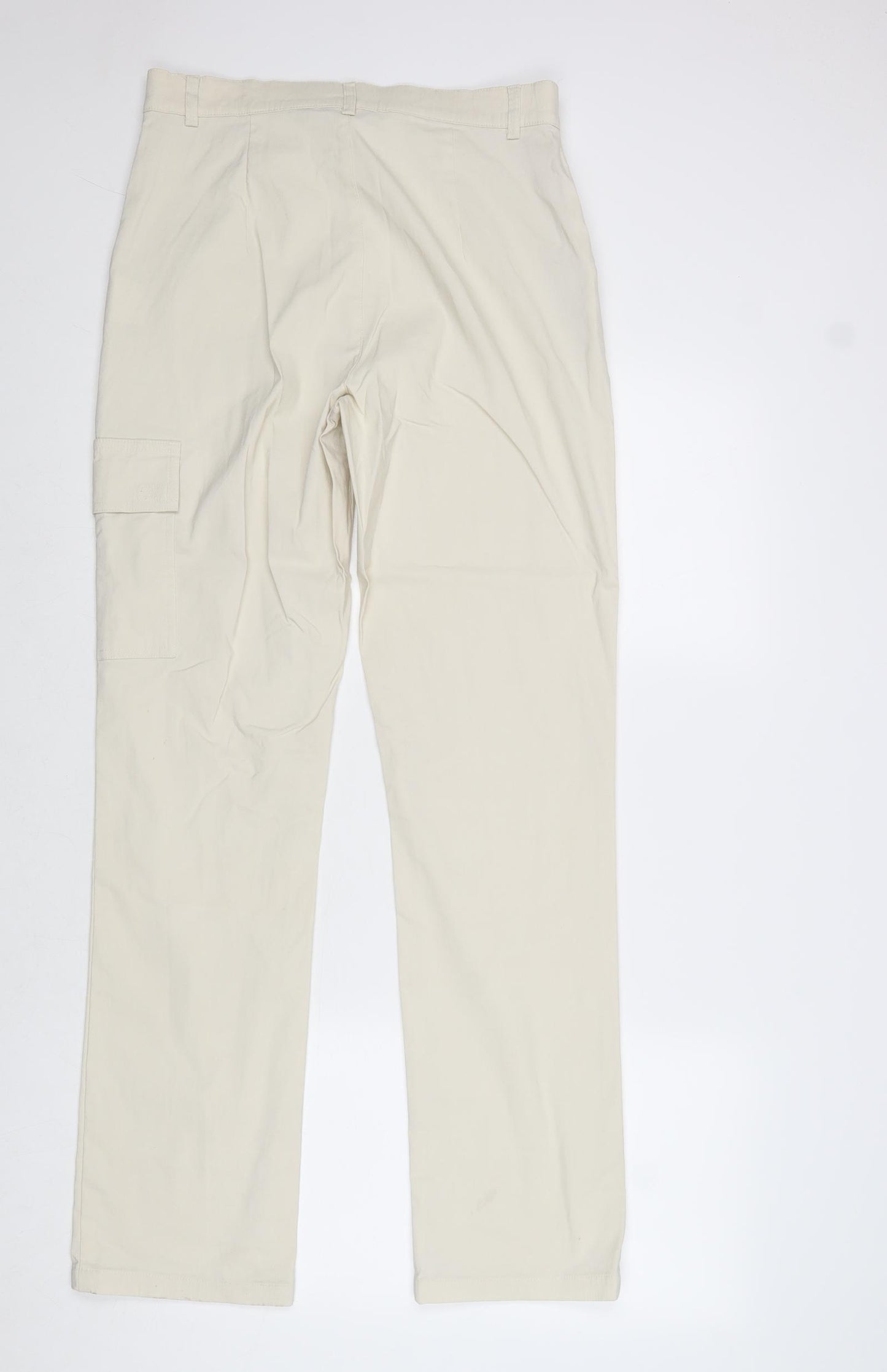 Exlindexlind Womens Beige Viscose Trousers Size 12 Regular Zip