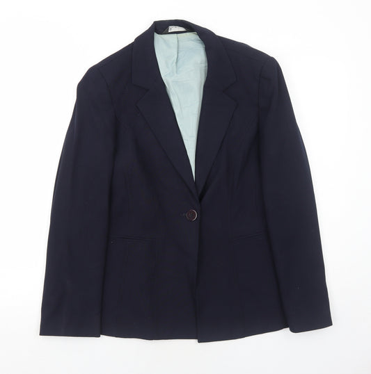 BHS Womens Blue Polyester Jacket Suit Jacket Size 14