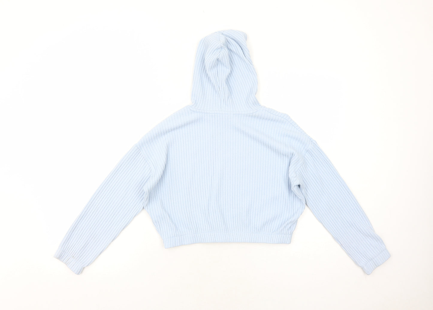 H&M Girls Blue Polyester Pullover Hoodie Size 10-11 Years Pullover - Ribbed