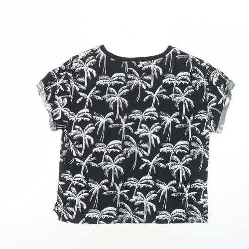 H&M Boys Black Geometric Cotton Pullover T-Shirt Size 12-13 Years Round Neck Pullover - Miami