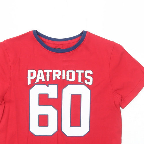 Patriots Boys Red Cotton Pullover T-Shirt Size 9-10 Years Crew Neck Pullover - NFL