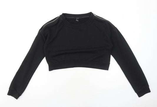 FOREVER 21 Womens Black Cotton Pullover Sweatshirt Size M Pullover - Cropped