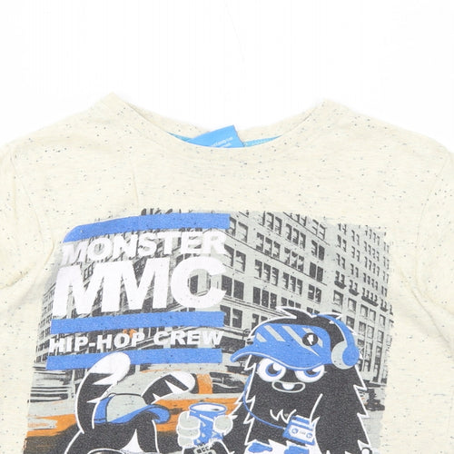 Moshi Monsters Boys Ivory Cotton Pullover T-Shirt Size 8-9 Years Round Neck Pullover