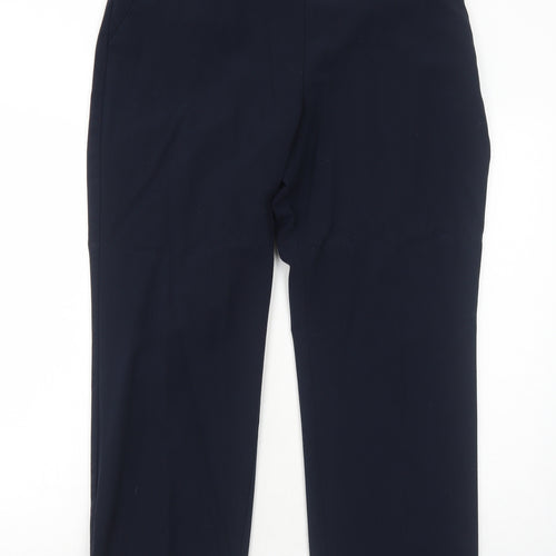 Marks and Spencer Womens Blue Polyester Cropped Trousers Size 16 Regular Zip