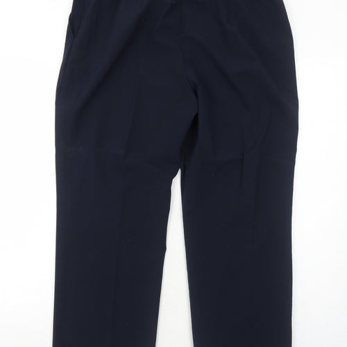 Marks and Spencer Womens Blue Polyester Cropped Trousers Size 16 Regular Zip