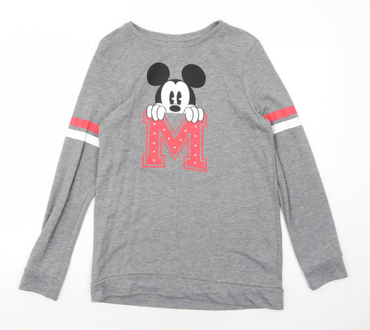 Disney Womens Grey Polyester Pullover Sweatshirt Size 8 Pullover - Mickey Mouse