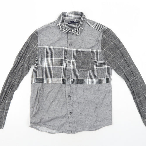 NEXT Boys Grey Plaid Cotton Pullover Button-Up Size 10 Years Collared Button
